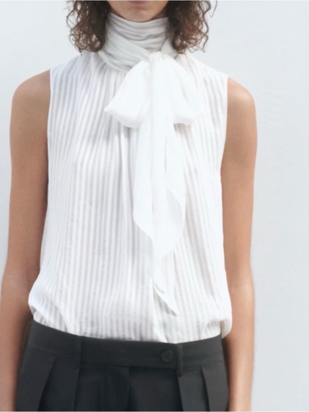 Zara ZW Collection Striped Bow Blouse